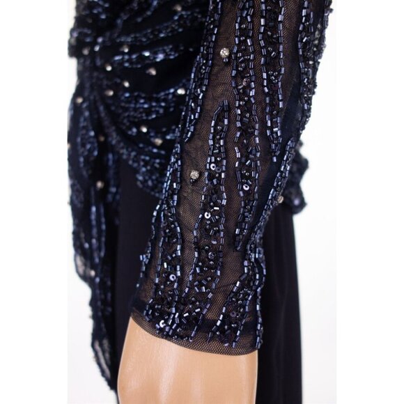 Rachel Gilbert Jamilla Layered Embellished Midi Dress Size 4 Blue $1750 - Picture 3 of 11